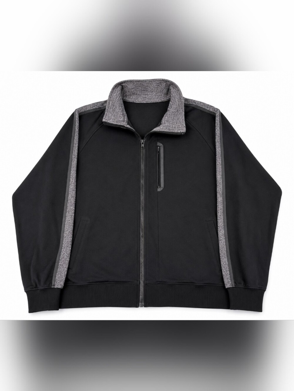 Lululemon Men’s Large Black Track Jacket Full Zip Gray Accent Athletic